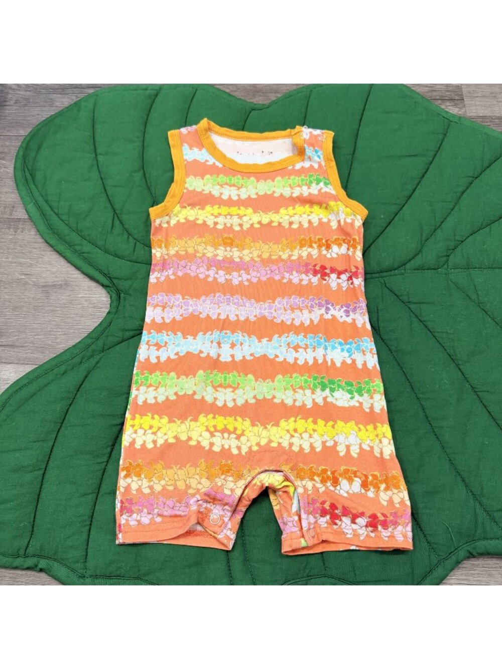 Paradise Now Bamboo 18-24M Rainbow Puakenikeni Floral Lei Tank Romper